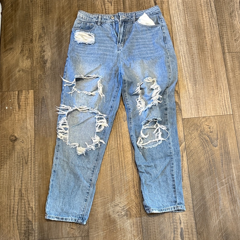 SHEIN Distressed Blue Jeans
